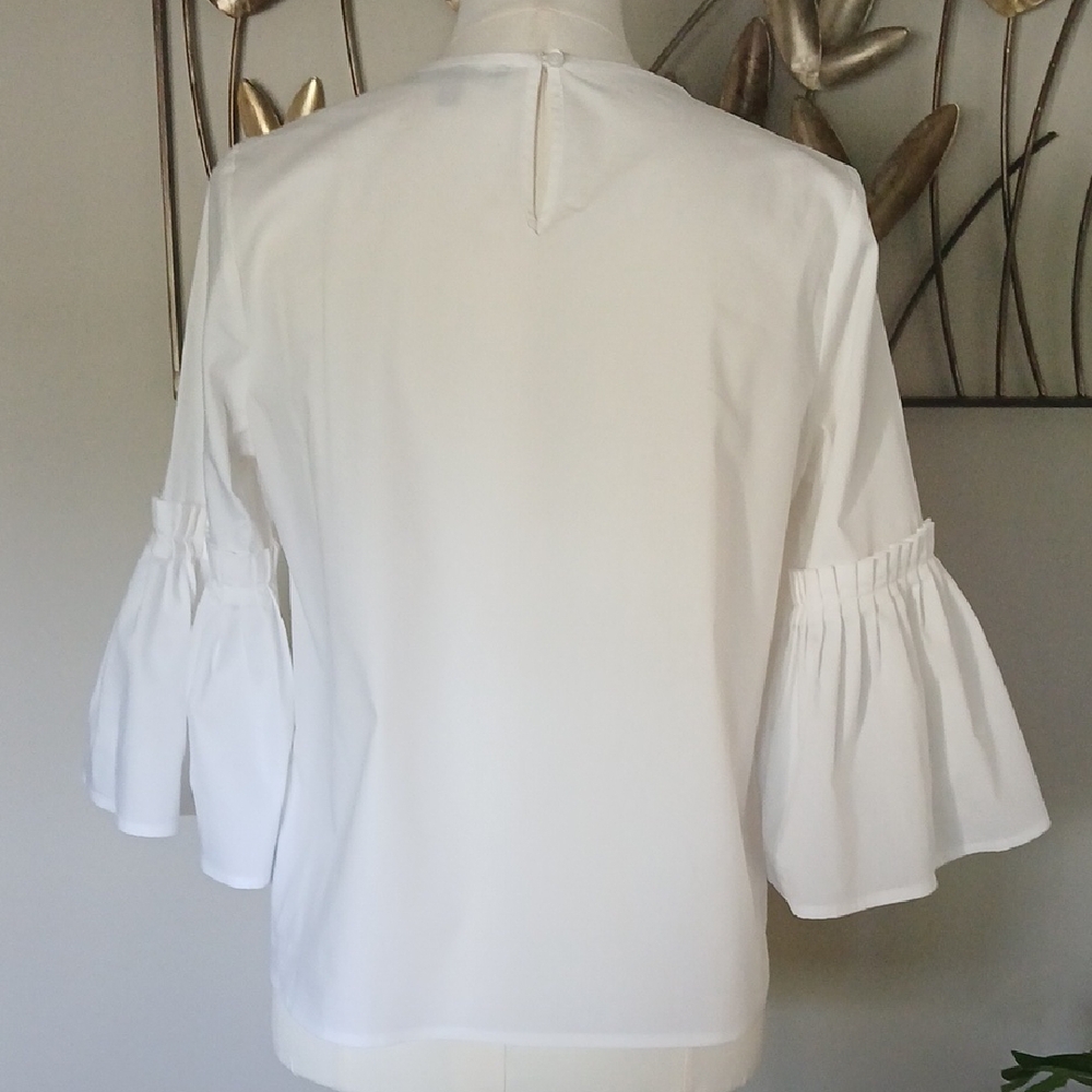 Marled - White Top with 1/2 Bell Sleeve - Picture 3 of 10